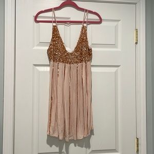 Free People Light Pink Sparkle Mini Dress